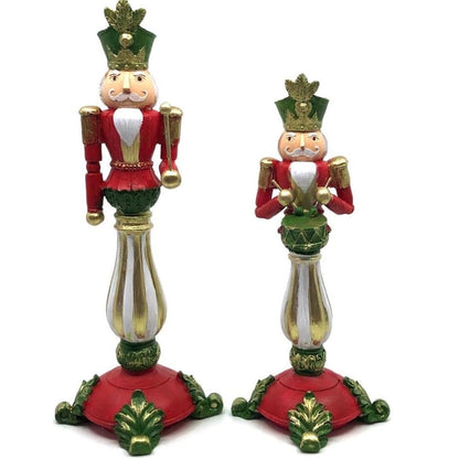 Christmas Nutcracker Candle Holders Set Of 2, Hand-Painted Festive Candle Holders, Nutcracker Figurine Candle Stands, Holiday Tabletop Decor, Nutcracker Candlestick