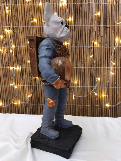 Astronaut BullDog Figurine, Dog In Spacesuit Statue, Space-Themed Bulldog Sculpture, Animal Astronaut Decor, Dog Lover Home Decor
