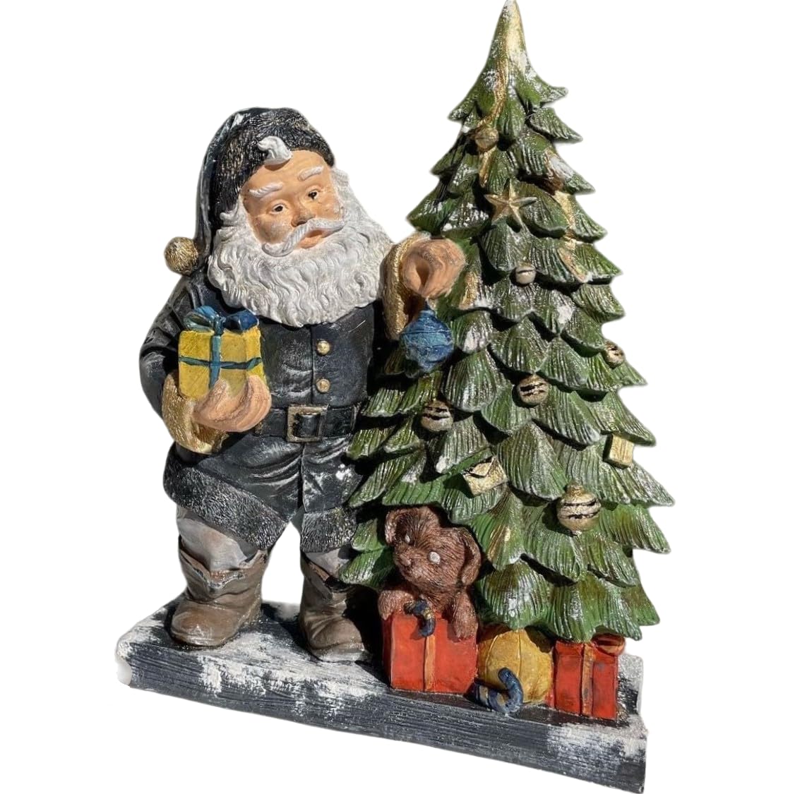 Santa Claus Figurine with Gift Boxes, Christmas Gift, Hand-Painted Sculpture, Christmas Ornaments, Chrismtas Decor, Christmas Tree Sculpture, Santa Sculpture, Santa Decor