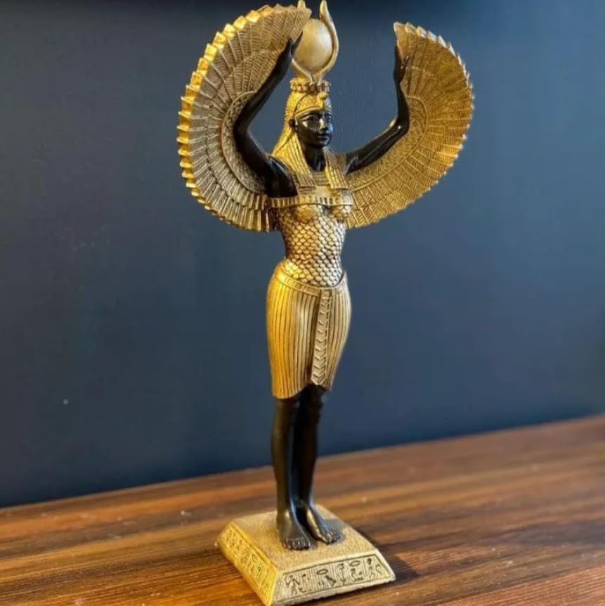 Ägyptische Isis-Statue mit offenen Flügeln, Ägyptische Isis-Statue mit Flügeln, Isis-Statue mit offenen Flügeln, Isis-Statue aus Polyester
