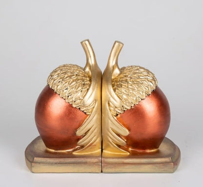 Rustic Acorn Bookends, Nature-Inspired Book Stoppers, Oak Leaf Bookend Set, Woodland Home Decor, Acorn Bookends Set, Oak Leaf Bookends, Acorn Bookshelf, Oak Leaf Bookshelf