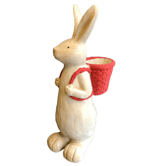 Easter Bunny Figurine with Blue Basket, Easter Bunny Decor, Easter Rabbit Decor, Rabbit Decor, Bunny Decor, Rabbit Sculpture, Bunny Statue, Easter Rabbit Sculpture, Easter Bunny Sculpture