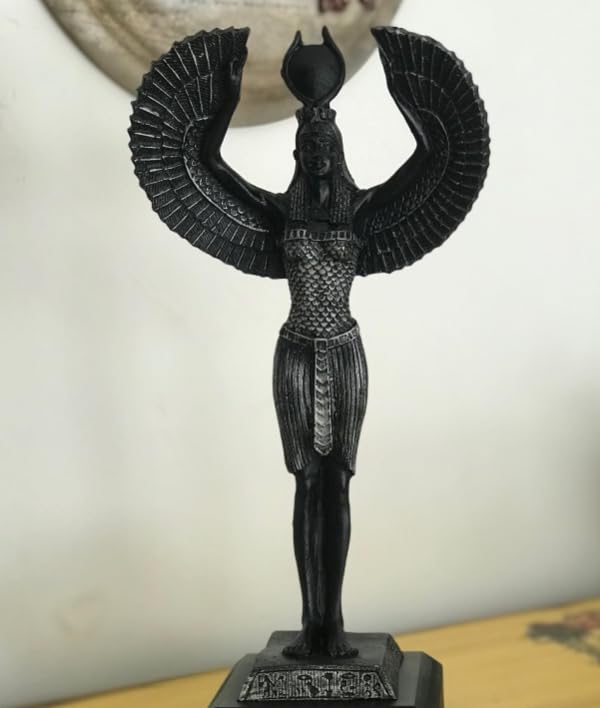 Ägyptische Isis-Statue mit offenen Flügeln, Ägyptische Isis-Statue mit Flügeln, Isis-Statue mit offenen Flügeln, Isis-Statue aus Polyester