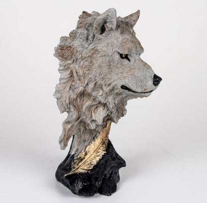 Wolf Head Sculpture, Wolf Lover Gift, Rustic Wolf Home Decor, Wolf Bust, Wildlife Lover Gift, Polyester Wolf Statue, Gothic Wolf Figurine, Wolf Head Statue, Wolf Head Decor