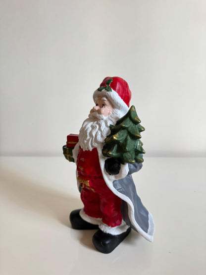 Santa Claus with Christmas Tree and Gift, Acrylic Hand-Painted Christmas Decor, Christmas Decor, Santa Claus Statue, Santa Claus Decor, Santa Claus Sculpture