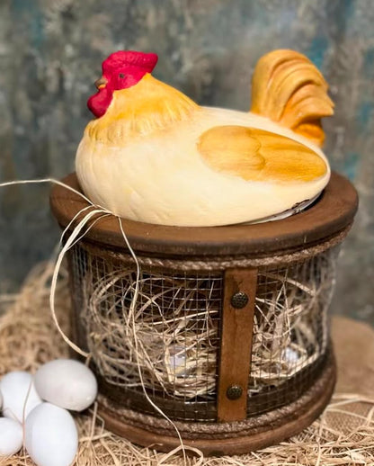 Farmhouse Chicken Egg Basket, Handmade Chicken Egg Holder Cage, Rooster Kitchen Decor, Chicken Wire Egg Storage, Hen Egg Holder