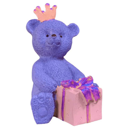Gift Wrapped Bear Statue, Crowned Bear Figurine, Handmade Gift Bear Statue, Crowned Bear Statue, Handmade Bear Statue, Crowned Bear Decor, Crowned Bear Sculpture, Gift Wrapped Bear Decor