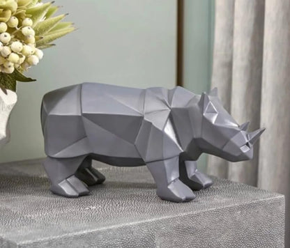 Modern Geometric Rhino Statue in Cubic Design, Geometric Rhino Sculpture, Cubic Rhino Statue, Minimalist Rhino Decor, Abstract Rhino Decor
