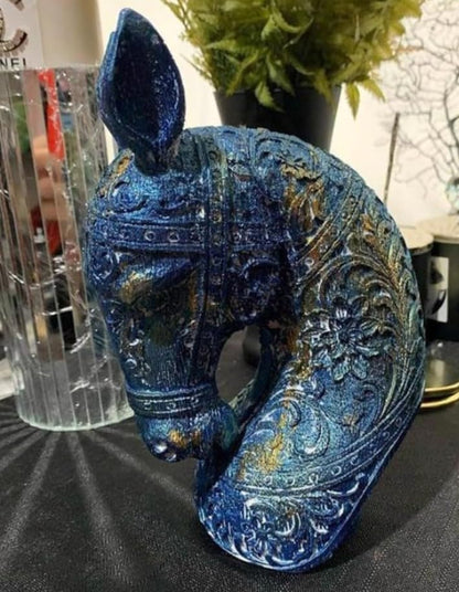 Ornate Horse Head Sculpture, Elegant Horse Figurine, Decorative Horse Head, Polyester Horse Decor, Horse Lover Gift, Modern Horse Bust, Horse Head Decor, Horse Head Statue