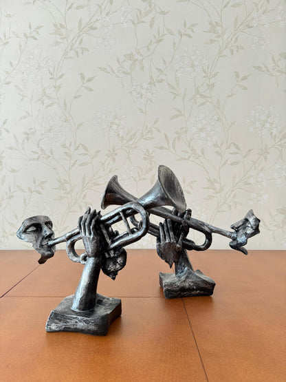 Unique Trumpet Player Statue for Home Decor, Handcrafted Jazz Music Sculpture, Music Themed Home Accent, Trumpet Player Statue, Jazz Decor, Trumpet Player Decor