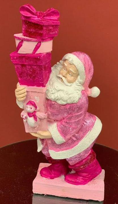 Santa Claus Figurine Carrying Stacked Christmas Gifts, Christmas Santa decoration, Santa Figurine with Gift Boxes, Santa Claus Sculpture, Santa Sculpture, Santa Decor