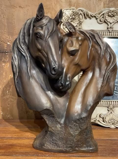 Soul Mate Horse Statue, Soulmate Horse Bust, Double Horse Head Sculpture, Double Horse Head Statue, Horse Couple Statue, Horse Couple Decor