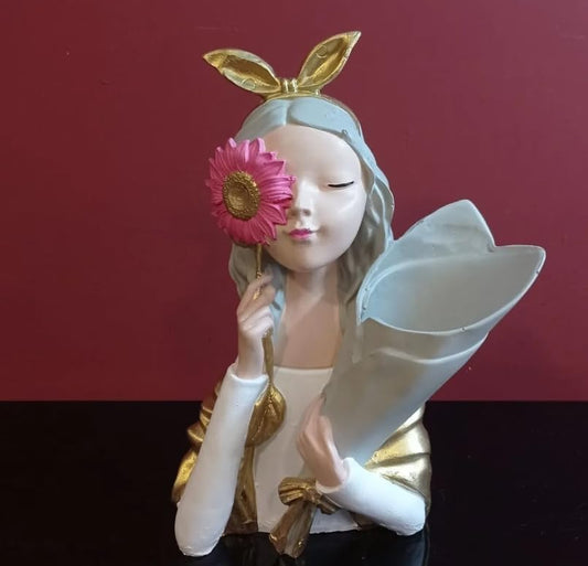 Elegant Girl Flower Vase, Romantic Gift Idea, Girl Flower Vase, Artistic Girl Sculpture, Romantic Floral Holder, Unique Flower Vase, Girl Flower Decor, Girl Flower Statue