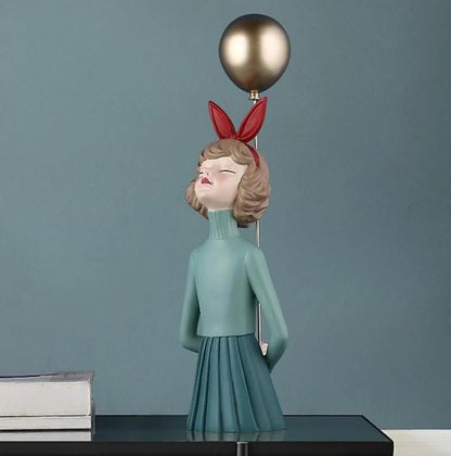 Girl Balloon Statue with Skirt and Bunny Ears, Girl Balloon Statue, Unique Gift Statue, Girl Sculpture Decor, Girl Balloon Sculpture, Girl Balloon Decor, Girl Balloon Objects