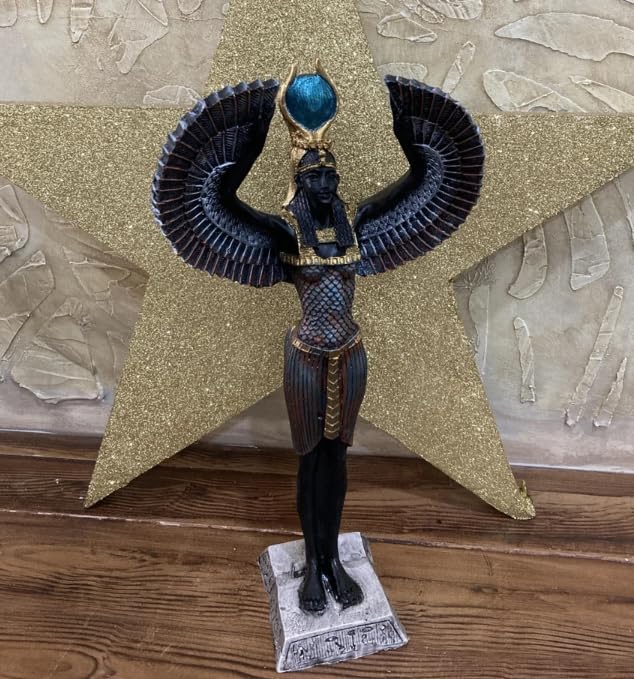 Ägyptische Isis-Statue mit offenen Flügeln, Ägyptische Isis-Statue mit Flügeln, Isis-Statue mit offenen Flügeln, Isis-Statue aus Polyester