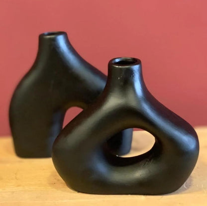 Amorphous Ceramic Vases Set-2, Round Matte Donut Vases, Minimalist Home Decor, Handmade Vase, Decorative Gift, Boho Style Vase, Donut Vase, Round Vase, Amorphous Vase
