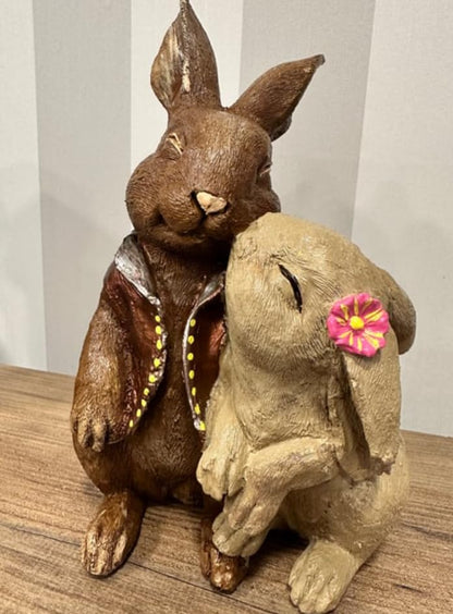 Easter Bunny Couple Figurine, Cute Rabbit Statue, Romantic Bunny Sculpture, Easter Bunny Decor, Rabbit Couple Statue, Romantic Rabbit Statue, Easter Bunny Couple Sculpture