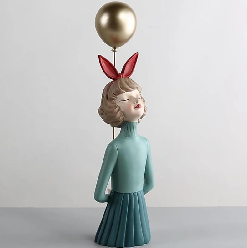 Girl Balloon Statue with Skirt and Bunny Ears, Girl Balloon Statue, Unique Gift Statue, Girl Sculpture Decor, Girl Balloon Sculpture, Girl Balloon Decor, Girl Balloon Objects