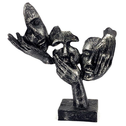 Abstract Three Face On Hand Statue, Tabletop Art Decor, Modern Face Sculpture, Abstract Design Decor, Face Sculpture, Face Statue, Face Decor, Face Objects, Face Figurine