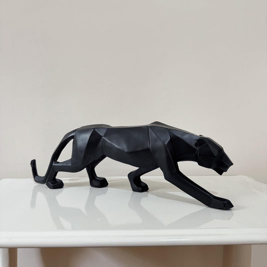 Large Panther Statue, Geometric Animal Figurine, Abstract Panther Sculpture, Panther Decorative Showpiece, Decorative Tabletop Statue