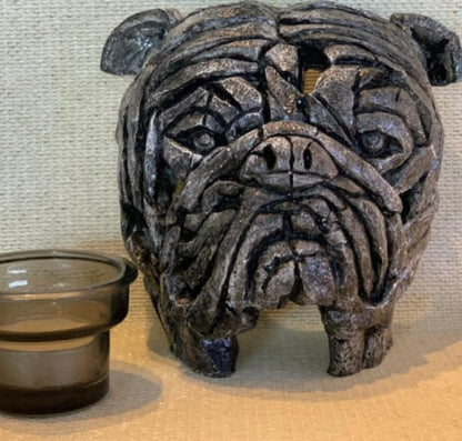 Abstract Bulldog Sculpture, Geometric Bulldog Head Statue, Bulldog Head Sculpture, Polyester Bulldog Wall or Shelf Sculpture, Bulldog Decor