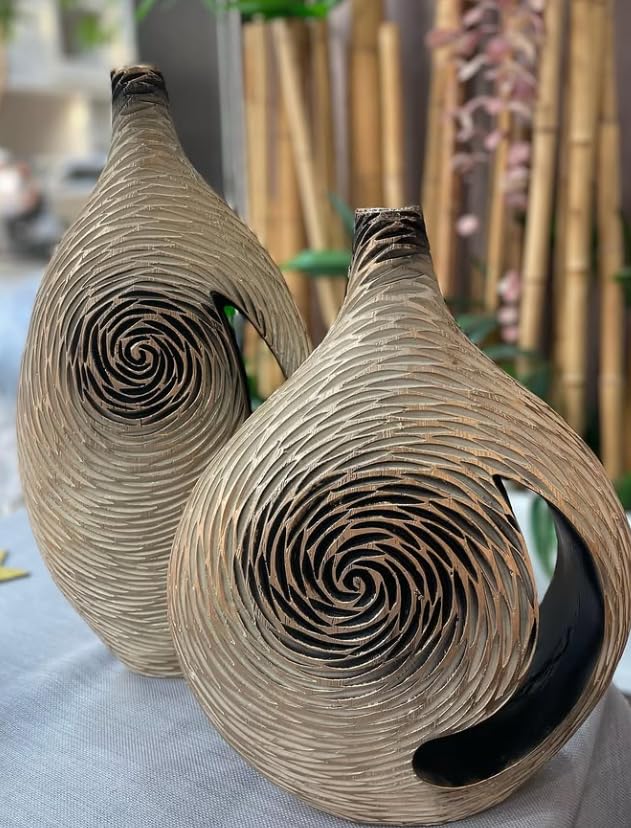 Modern Polyester Decorative Vase, Contemporary Art Vase, Large Table Vase, Modern Polyester Vase, Textured Polyester Vase, Polyester Vase, Polyester Decorative Vase
