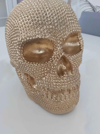 Skull Sculpture with Textured Detail, Gothic Polyester Skull Decor, Skull Decor for Shelves, Textured Surface Skull Decor, Skull Statue, Skull Sculpture, Skull Decor, Skull Objects