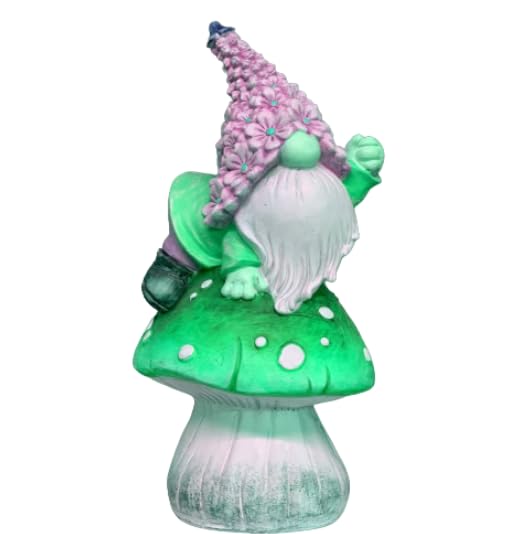 Whimsical Garden Gnome on Mushroom, Mushroom Dwarf Statue, Polyester Dwarf Statue, Garden Gnome Sitting on Mushroom, Dwarf Garden Statue, Mushroom Dwarf Sculpture, Dwarf Garden Sculpture