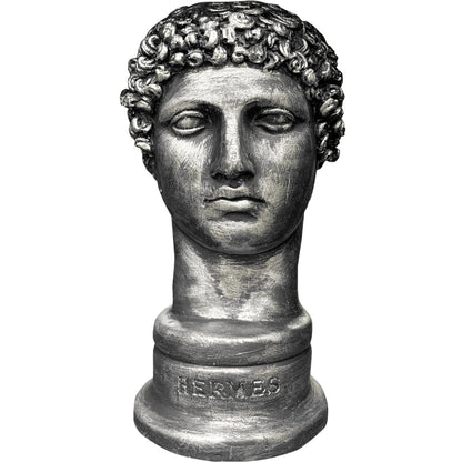 Griechische Hermes-Statue, abstraktes Gesicht, griechische Büstenskulptur, zeitgenössische griechische Mythologie-Skulptur, klassischer Büsten-Wohnakzent