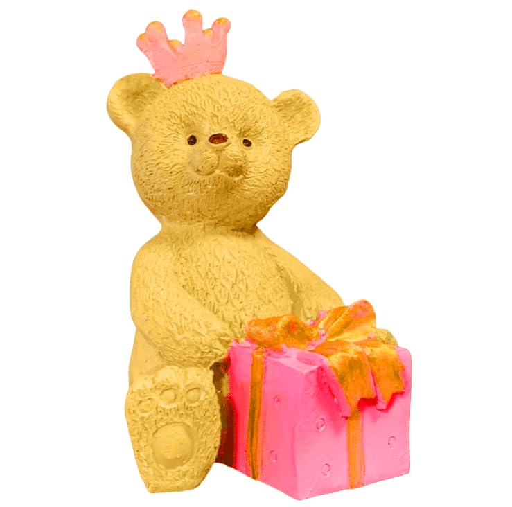 Gift Wrapped Bear Statue, Crowned Bear Figurine, Handmade Gift Bear Statue, Crowned Bear Statue, Handmade Bear Statue, Crowned Bear Decor, Crowned Bear Sculpture, Gift Wrapped Bear Decor