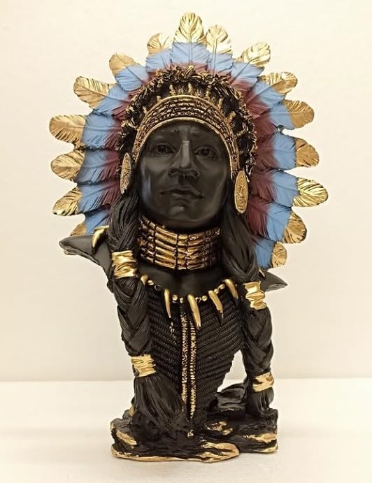 Native American Chief Bust, Tribal Warrior Sculpture, Native American Chief, Western Decor, Indian Chief Bust, Polyester Chief Sculpture, Indian Chief Decor, Indian Chief Sculpture