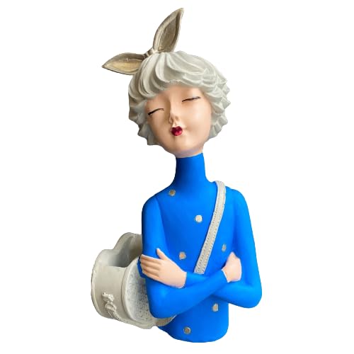 Cute Girl Sculpture with Bag, Girl Sculpture, Elegant Girl Decor, Girl with Bag Decor, Charming Tabletop Decor, Valentine’s Gift Ideas, Girl Sculpture, Girl Statue, Girl Decor
