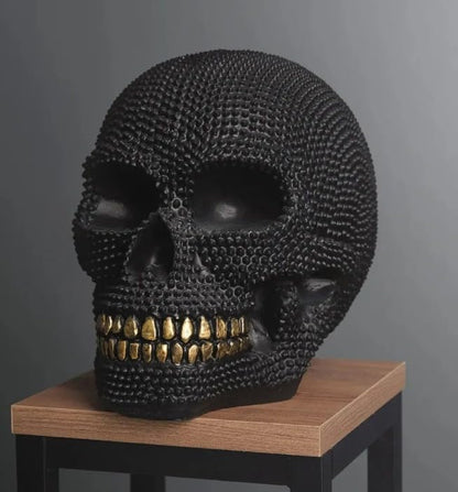 Skull Sculpture with Textured Detail, Gothic Polyester Skull Decor, Skull Decor for Shelves, Textured Surface Skull Decor, Skull Statue, Skull Sculpture, Skull Decor, Skull Objects
