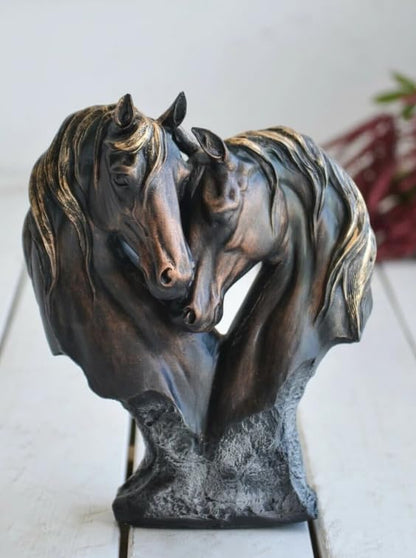 Soul Mate Horse Statue, Soulmate Horse Bust, Double Horse Head Sculpture, Double Horse Head Statue, Horse Couple Statue, Horse Couple Decor