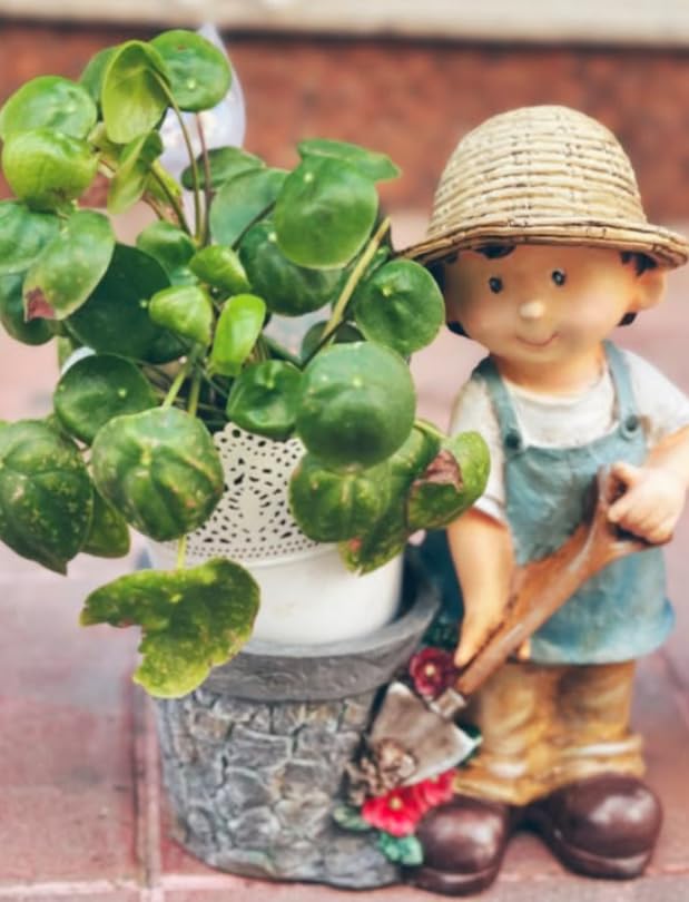 Cute Girl and Boy Planter Pots for Garden Decor, Outdoor Yard Statues, Polyester Garden Pot, Cute Planter Figurine, Boy Girl Flower Pot