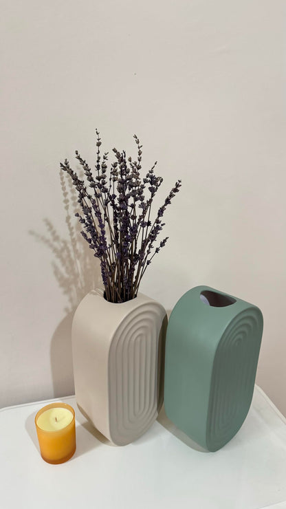Ceramic Oval Ridged Vase, Decorative Oval-shaped Vase, Decorative Tabletop Vase, Modern Vase for Blooms, Scandinavian Style Vase, Oval Ridged Vase, Ridged Vase, Oval Vase