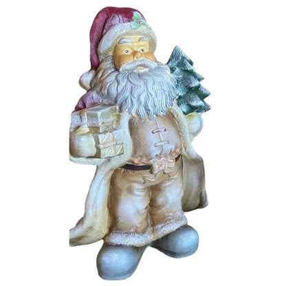 Santa Claus with Christmas Tree and Gift, Acrylic Hand-Painted Christmas Decor, Christmas Decor, Santa Claus Statue, Santa Claus Decor, Santa Claus Sculpture