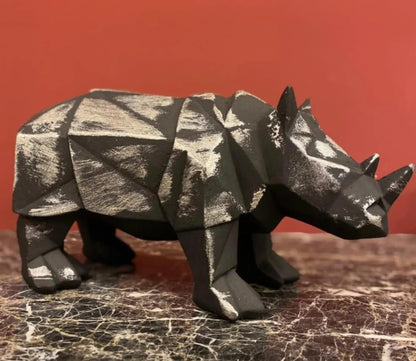 Modern Geometric Rhino Statue in Cubic Design, Geometric Rhino Sculpture, Cubic Rhino Statue, Minimalist Rhino Decor, Abstract Rhino Decor