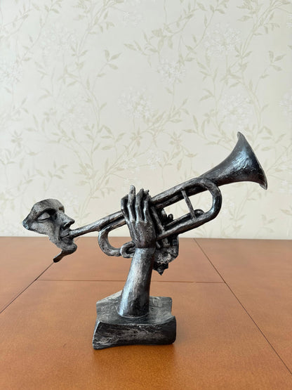 Unique Trumpet Player Statue for Home Decor, Handcrafted Jazz Music Sculpture, Music Themed Home Accent, Trumpet Player Statue, Jazz Decor, Trumpet Player Decor