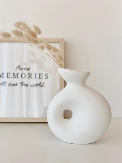 Holey Ceramic Vase, Nordic Style Vase, Round Vase with Hole, Decorative Vase for Dried Flowers, Scandinavian Style Vase, Boho Vase, Ceramic Vase, Round Vase, Scandinavian Vase