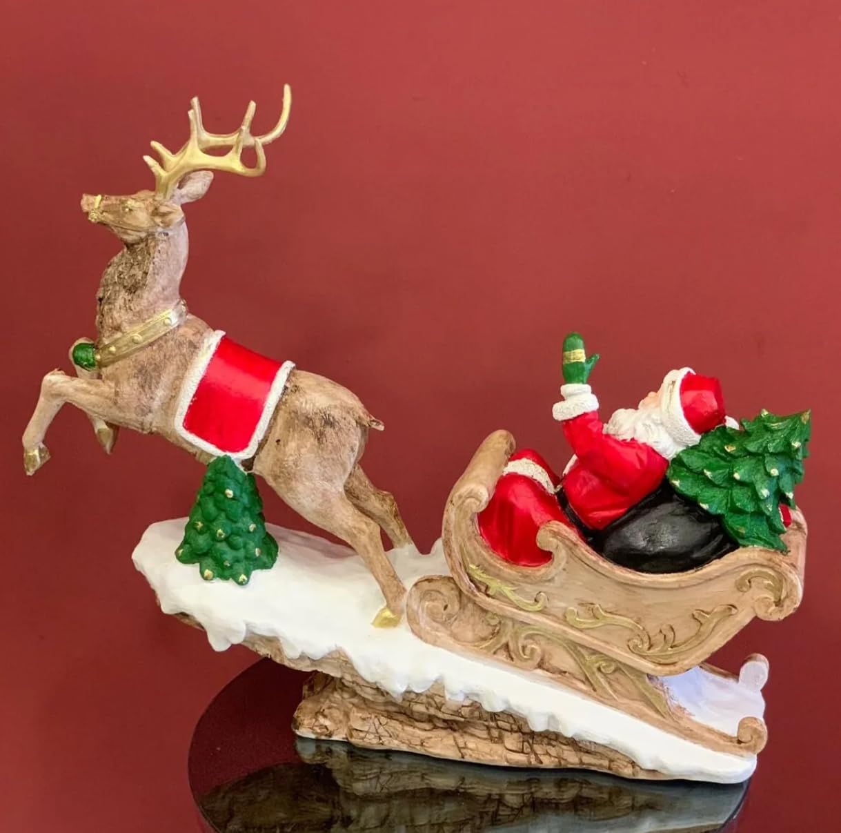 Santa Claus Reindeer Sleigh Figurine, Santa Sleigh Christmas, Santa Claus Figurine, Christmas Gift, Decorative Santa Reindeer Sleigh, Reindeer Sculpture, Reindeer Decor, Reindeer Statue