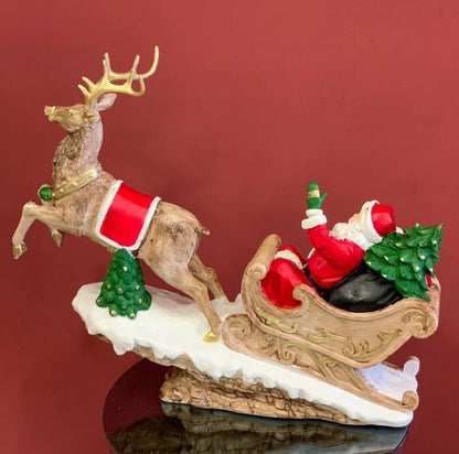 Santa Claus Reindeer Sleigh Figurine, Santa Sleigh Christmas, Santa Claus Figurine, Christmas Gift, Decorative Santa Reindeer Sleigh, Reindeer Sculpture, Reindeer Decor, Reindeer Statue