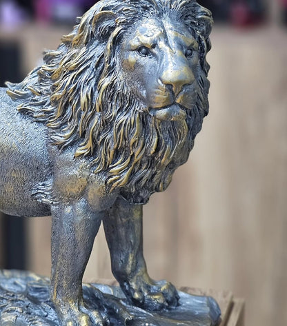 Majestic Lion Statue, Lion Figurine, Handmade Lion Sculpture for Shelf or Desk Display, Lion Statue Decor, Animal Sculpture Gift