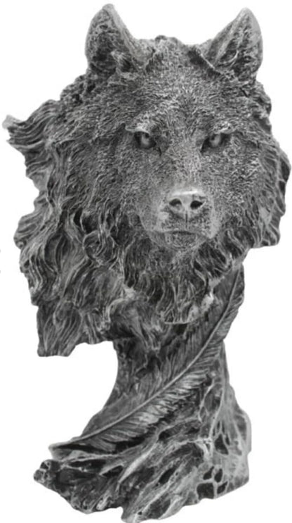 Wolf Head Sculpture, Wolf Lover Gift, Rustic Wolf Home Decor, Wolf Bust, Wildlife Lover Gift, Polyester Wolf Statue, Gothic Wolf Figurine, Wolf Head Statue, Wolf Head Decor