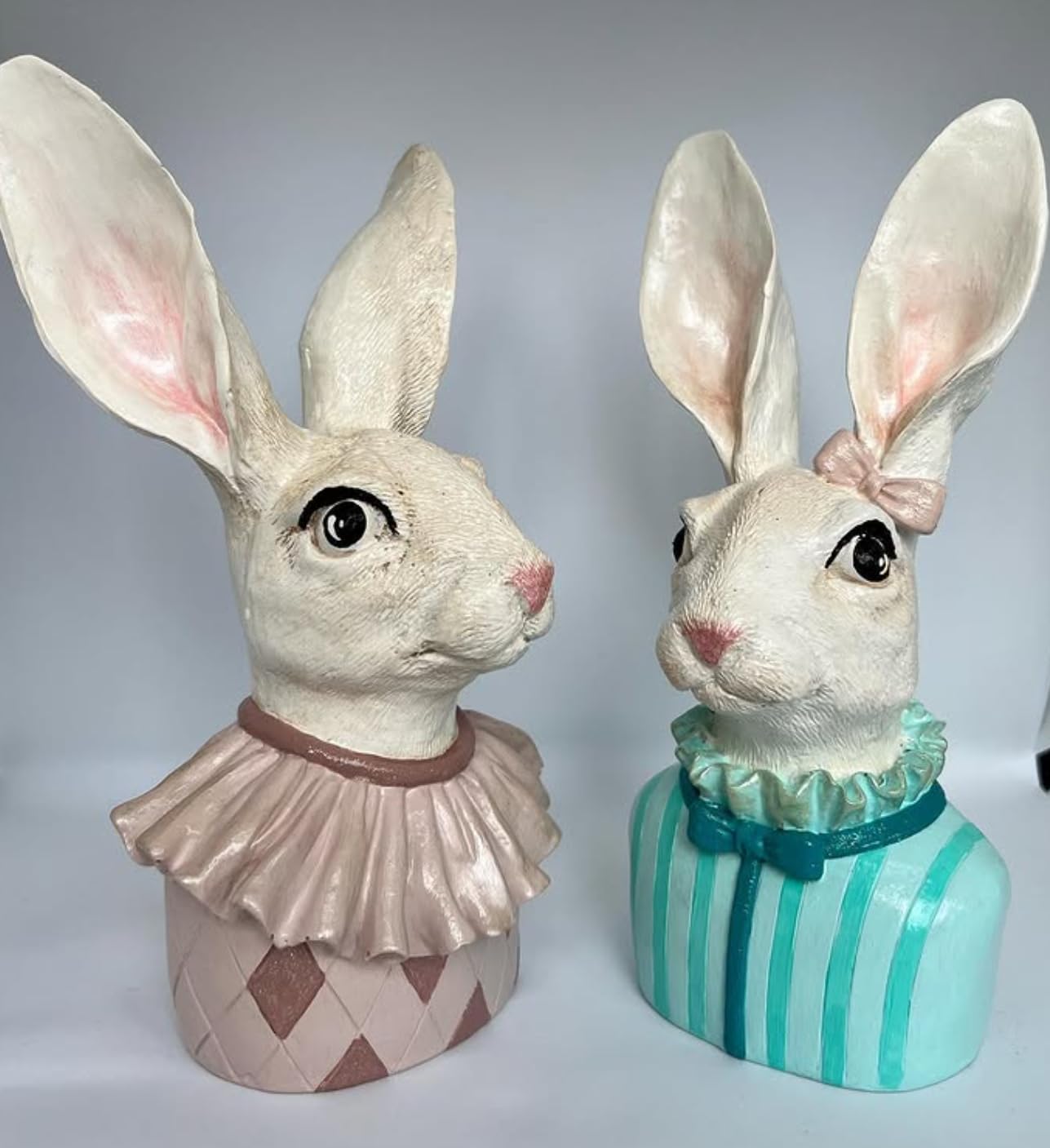 Bunny Bust Figurines, Bunny Bust Decor, Rabbit Figurines Set, Bunny Art Decor, Bunny Decor, Easter Rabbit Figurine, Handmade Rabbit Figurine
