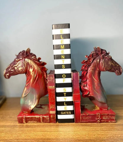Elegant Horse Bookends, Horse Bookends Decor, Horse Head Bookshelf Decor, Stylish Bookends Gift, Polyester Bookend Set,Horse Statue Bookends