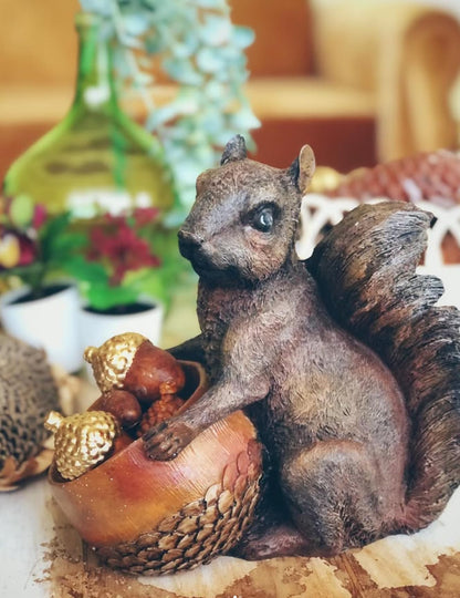 Adorable Squirrel Holding Pot, Polyester Animal Statue, Squirrel Holding Planter, Polyester Squirrel Decor, Rustic Animal Garden Statue, Squirrel Sculpture, Squirrel Planter
