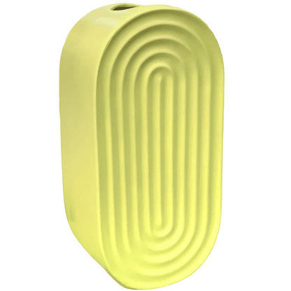 Ceramic Oval Ridged Vase, Decorative Oval-shaped Vase, Decorative Tabletop Vase, Modern Vase for Blooms, Scandinavian Style Vase, Oval Ridged Vase, Ridged Vase, Oval Vase