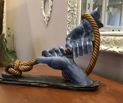 Decorative Hand Wrapped In Rope Sculpture, Hands Wrapping a Rope Figurine, Hand Sculpture Decor, Tug of War Figurine, Artistic Rope Statue, Rope Sculpture