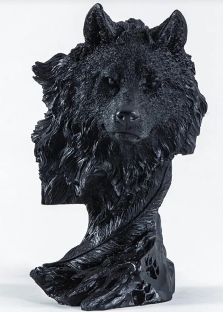 Wolf Head Sculpture, Wolf Lover Gift, Rustic Wolf Home Decor, Wolf Bust, Wildlife Lover Gift, Polyester Wolf Statue, Gothic Wolf Figurine, Wolf Head Statue, Wolf Head Decor